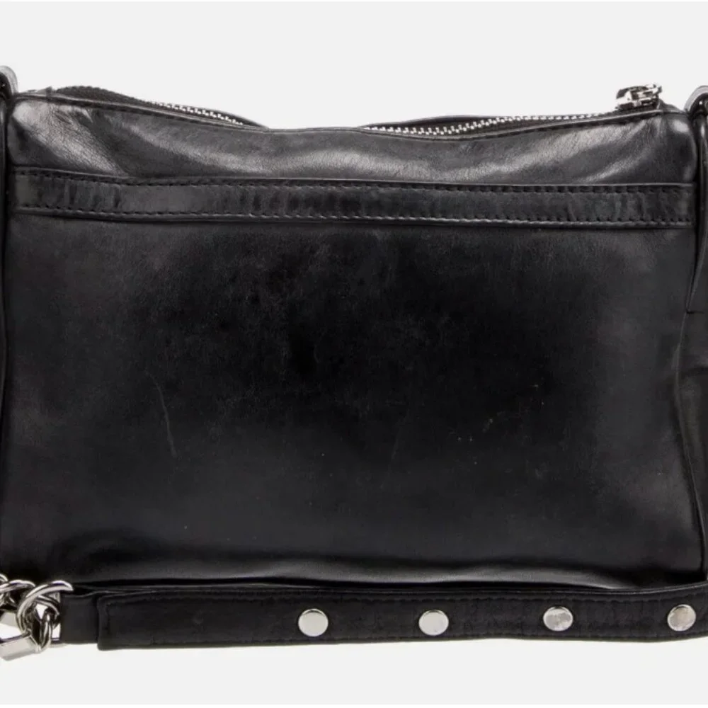 Rebecca Minkoff Purse Black Leather Mini MAC Silver Hardware Crossbody Bag Studs - Picture 6 of 9